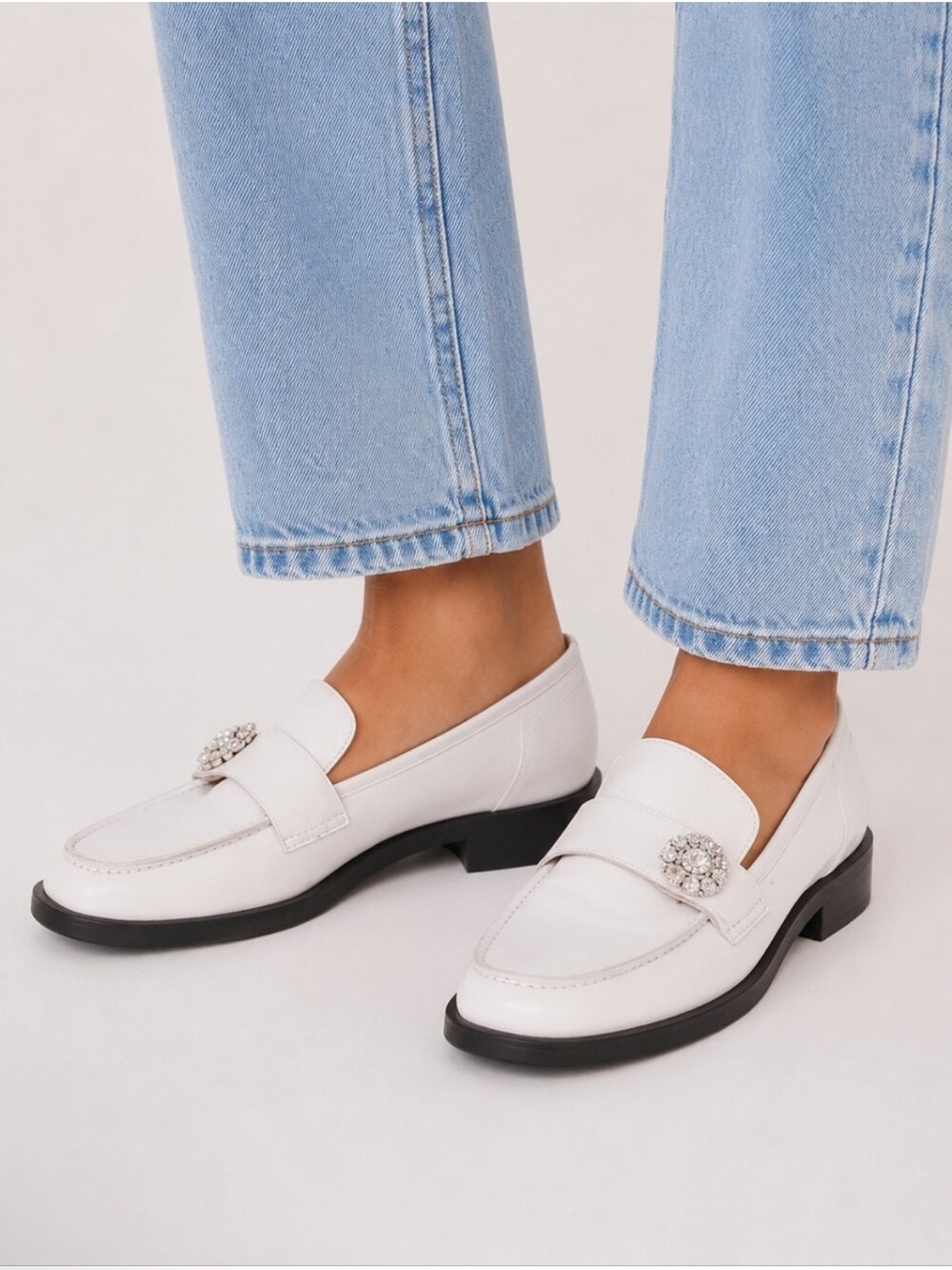 Ganni White Egret Jewel Loafers EU 38/US 8